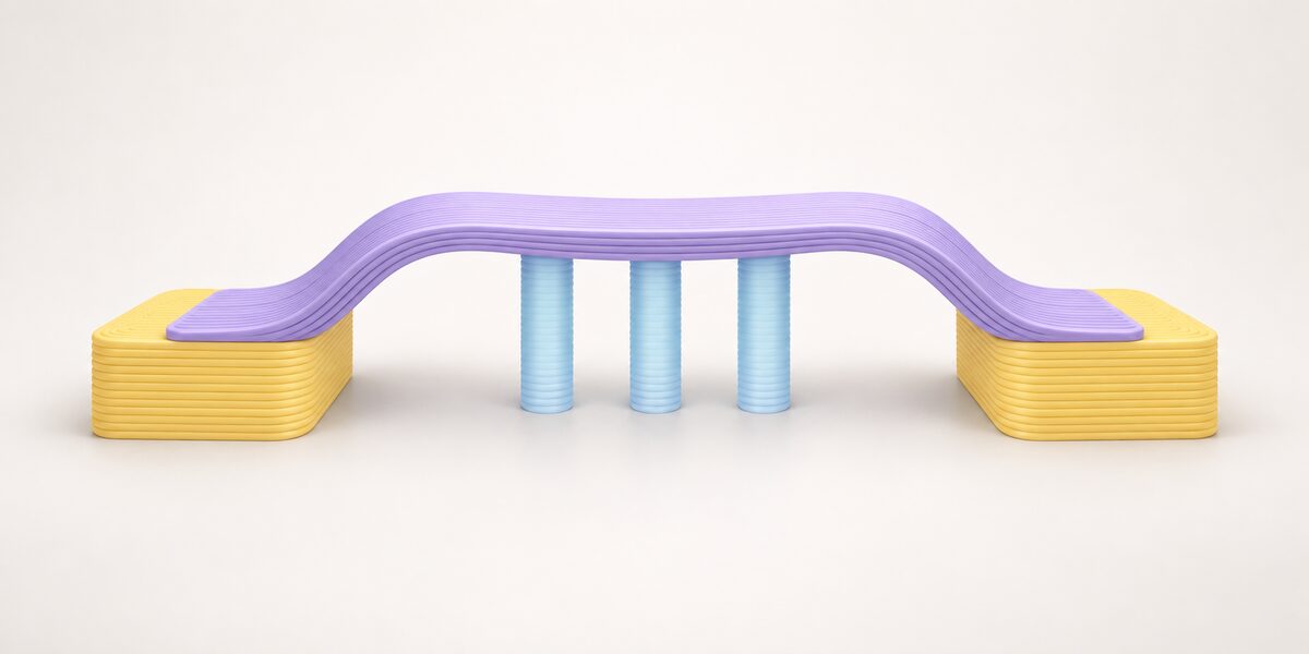 Pastel 3D print supports use sparse support material beneath one layered span, showing how small tests can reduce supports.