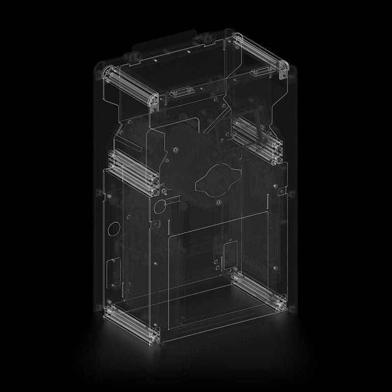 volumetric technical drawing of polystruder plastic shredder